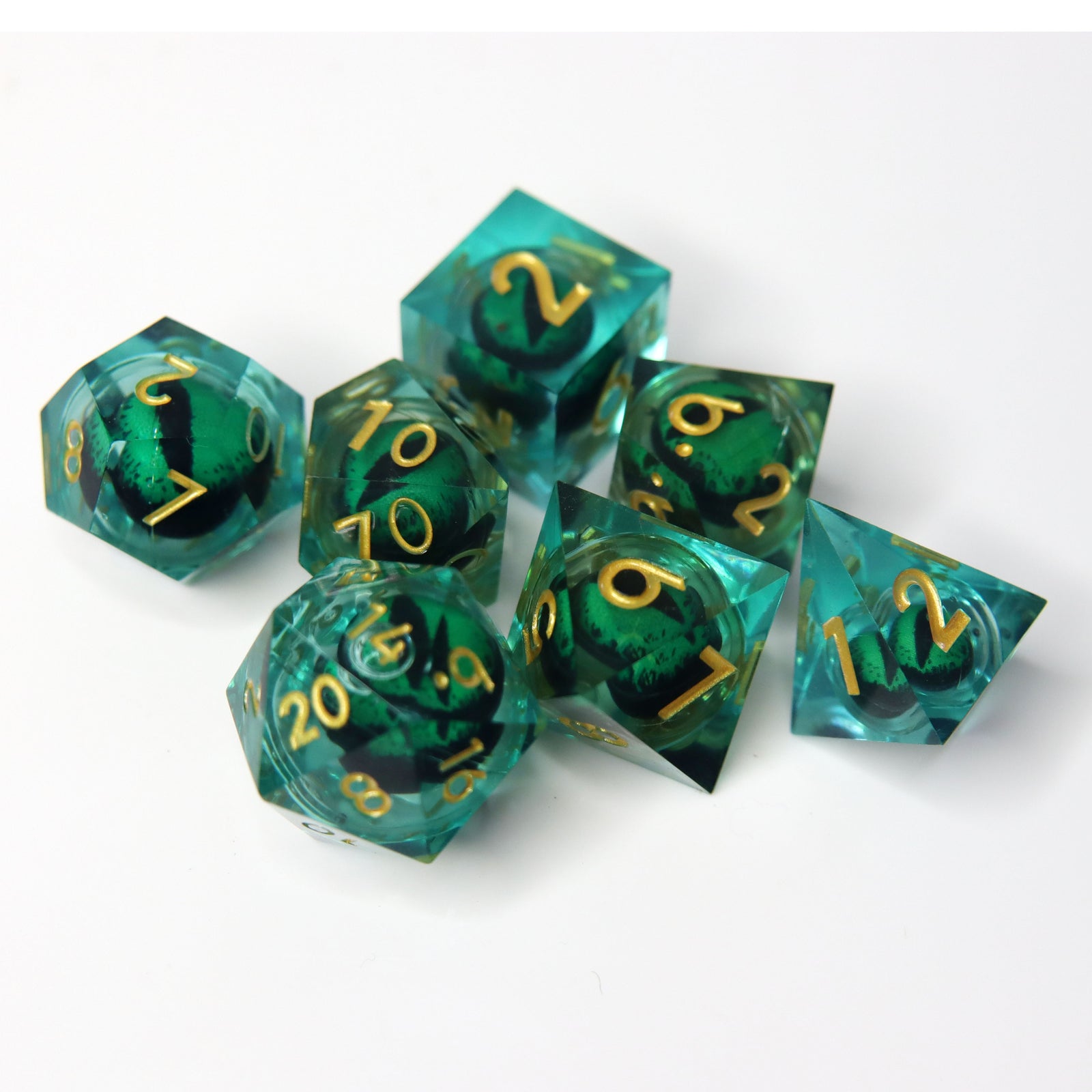 Eye of the Arboreal Dragon 7-Piece Liquid Core RPG Dice Set