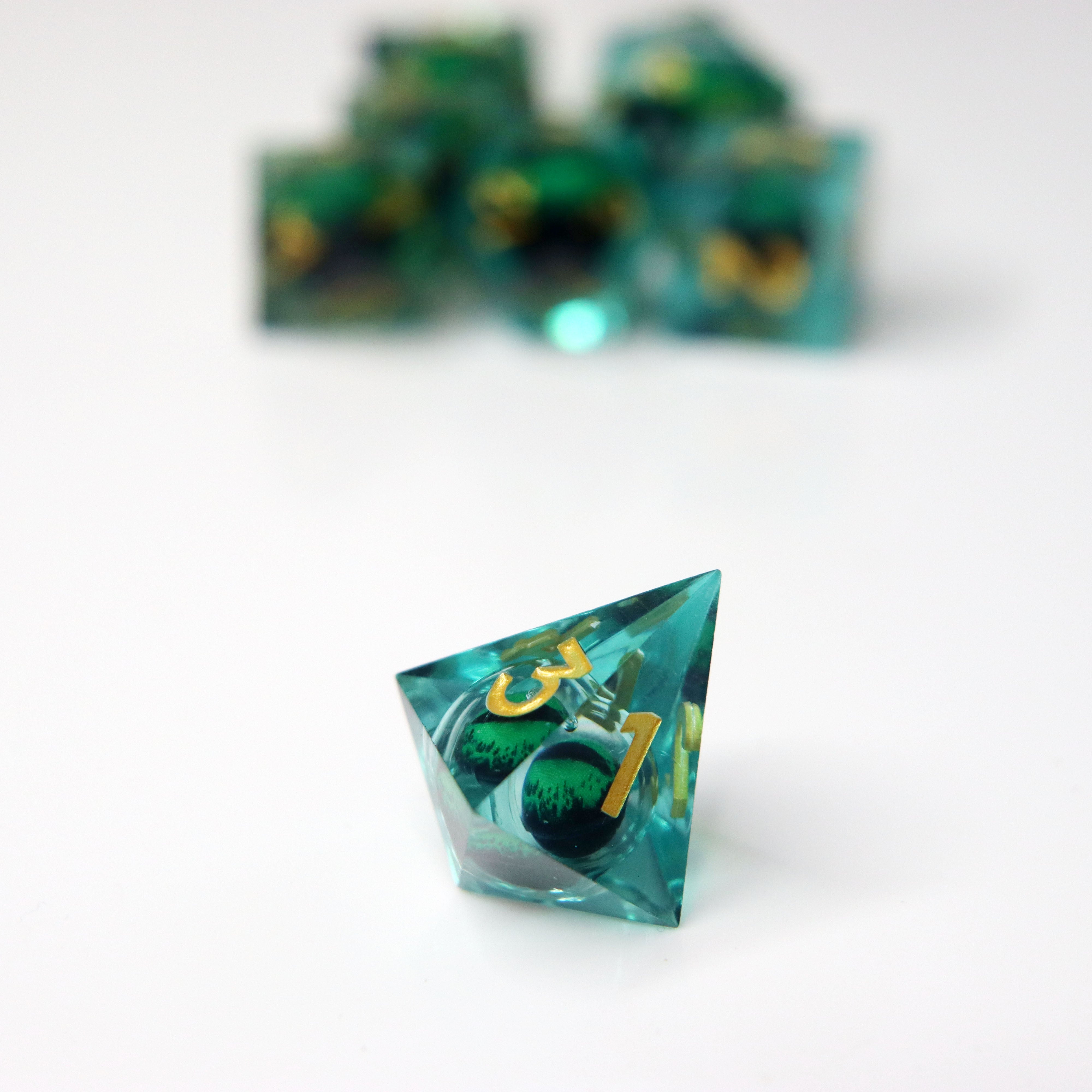 Eye of the Arboreal Dragon 7-Piece Liquid Core RPG Dice Set