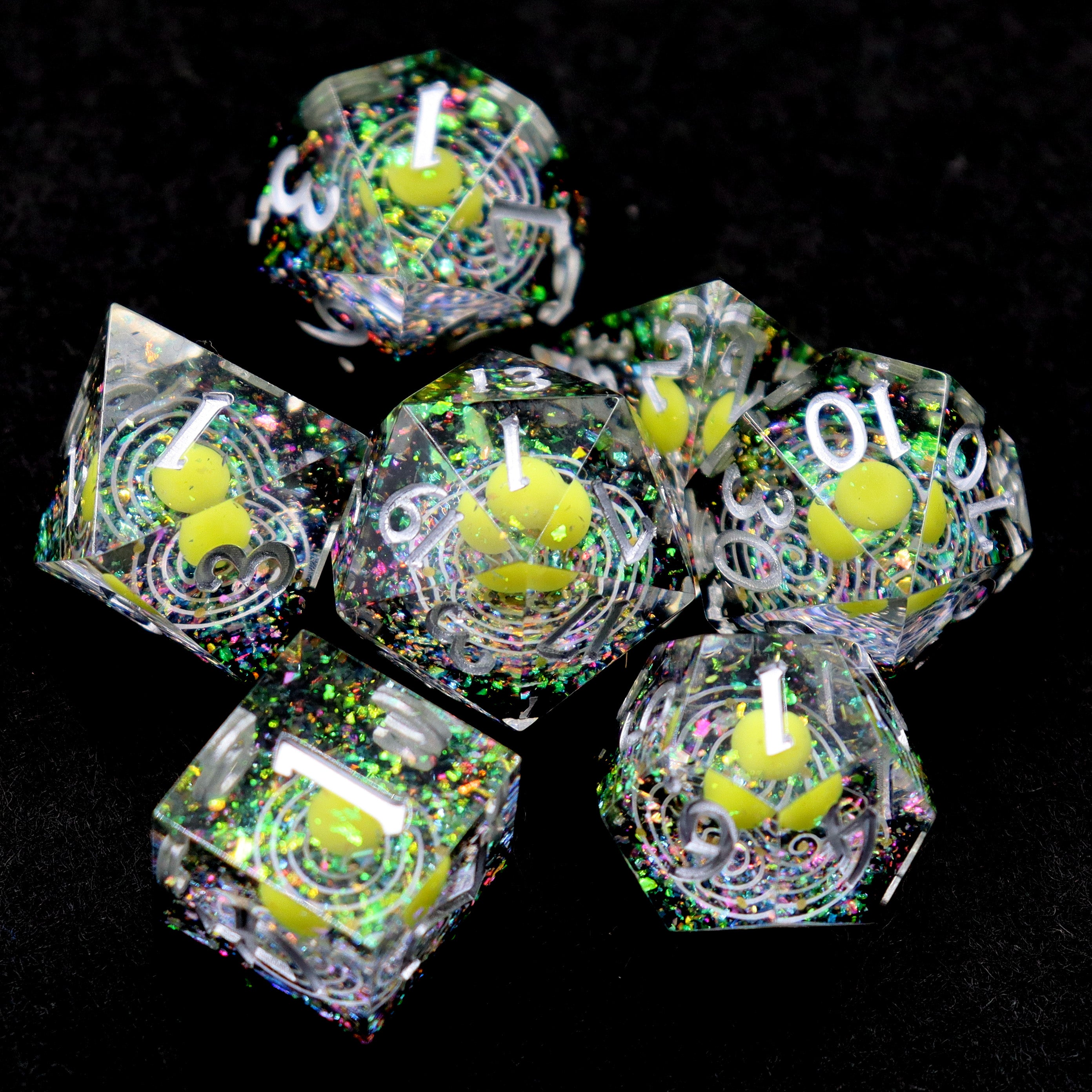 Solar Orrery Sharp Edged Resin Dice Set