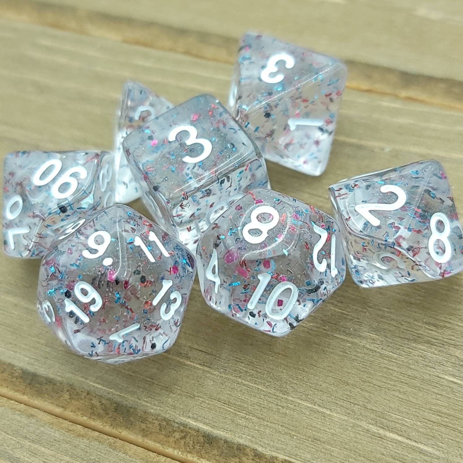 Rainbow Confetti | RPG Dice Set| RPG Dice | Polyhedral Dice Set | Dungeons and Dragons | DnD Dice Set | Gaming Dice Set