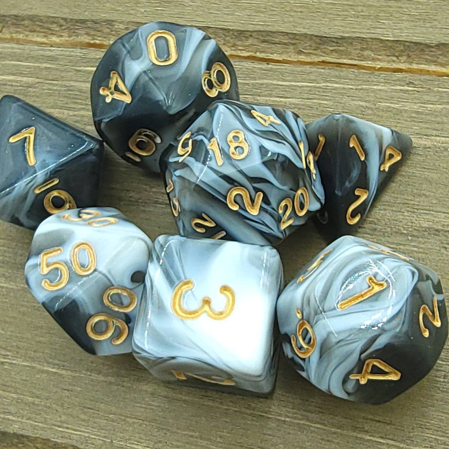Obsidian Swirl | RPG Dice Set| RPG Dice | Polyhedral Dice Set | Dungeons and Dragons | DnD Dice Set | Gaming Dice Set
