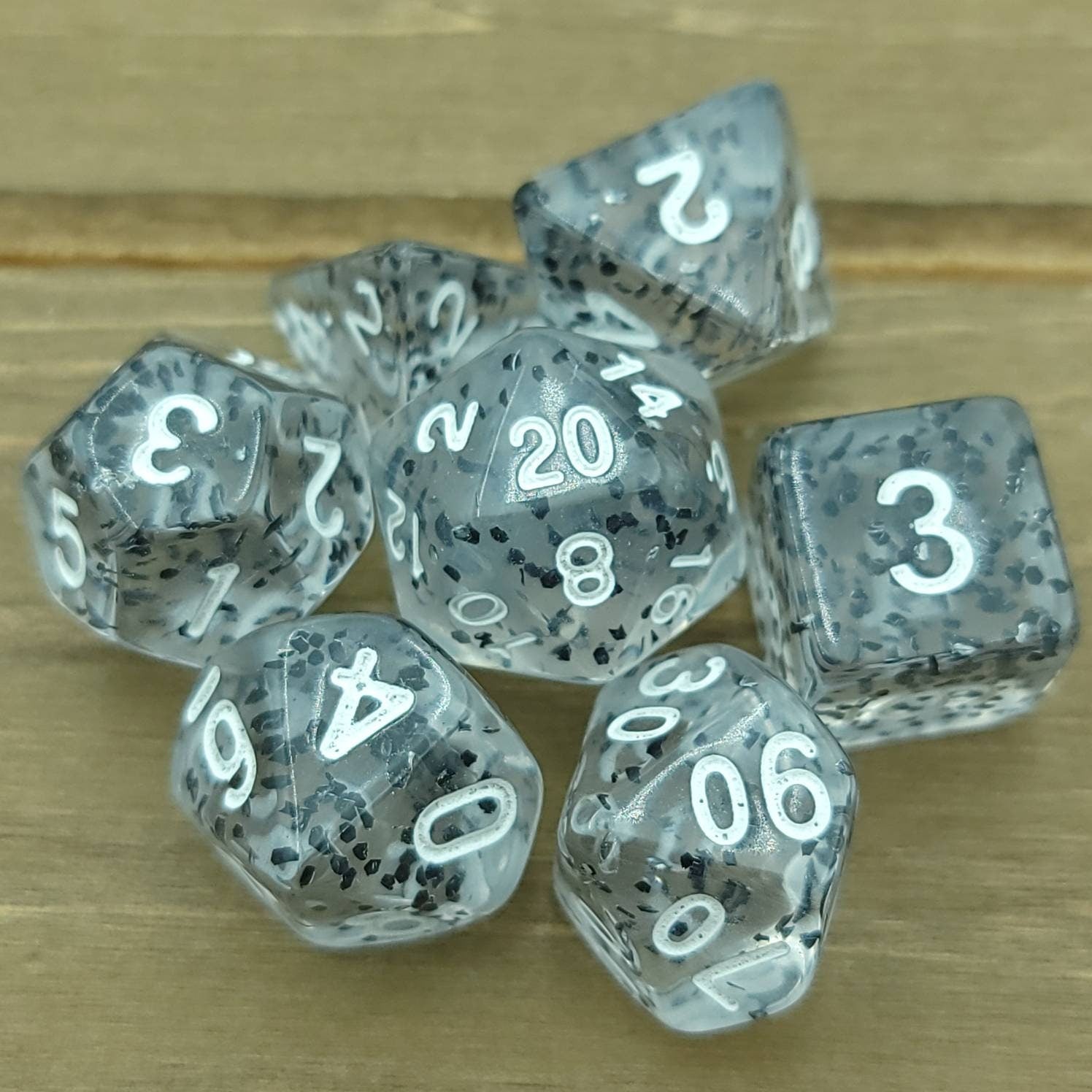 Black Confetti | RPG Dice Set| RPG Dice | Polyhedral Dice Set | Dungeons and Dragons | DnD Dice Set | Gaming Dice Set