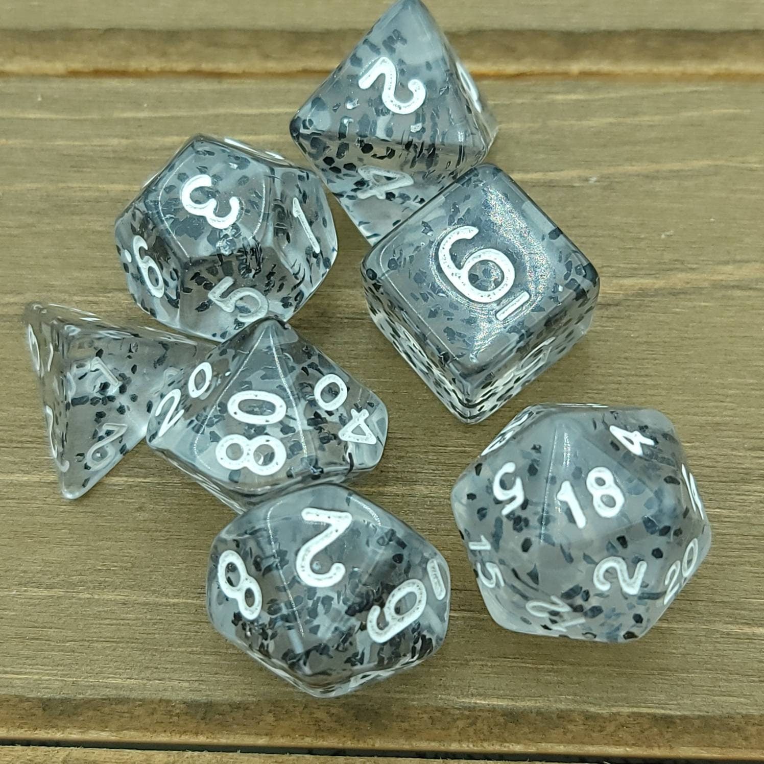 Black Confetti | RPG Dice Set| RPG Dice | Polyhedral Dice Set | Dungeons and Dragons | DnD Dice Set | Gaming Dice Set