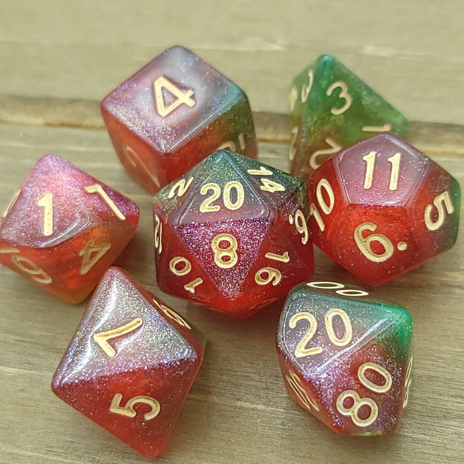 Strawberry Sparkle | RPG Dice Set| RPG Dice | Polyhedral Dice Set | Dungeons and Dragons | DnD Dice Set | Gaming Dice Set