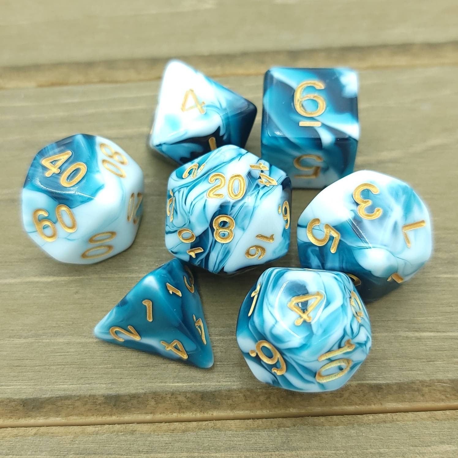 Marble Wave | RPG Dice Set| RPG Dice | Polyhedral Dice Set | Dungeons and Dragons | DnD Dice Set | Gaming Dice Set