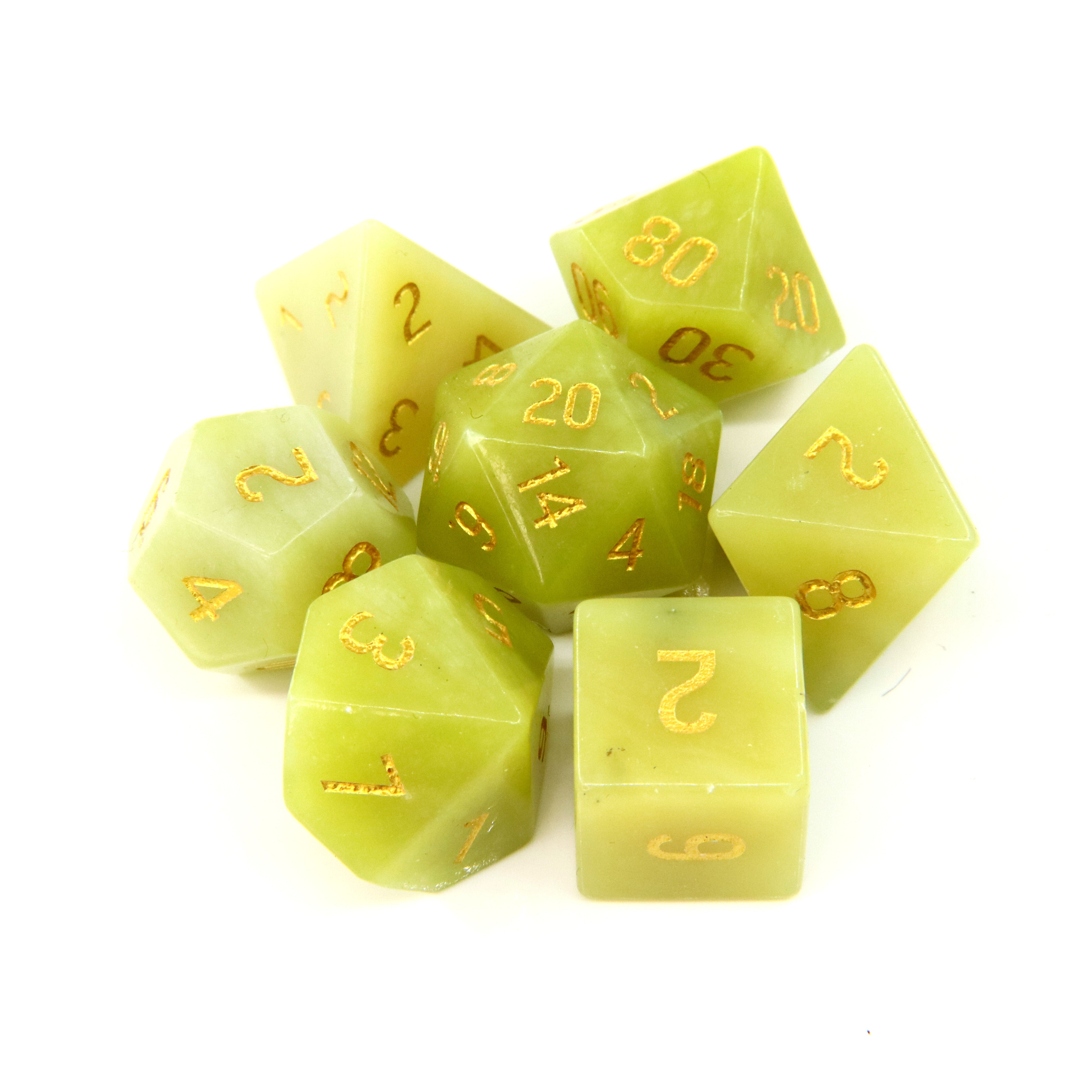Yellow Jade 7-Piece Gemstone Dice Set