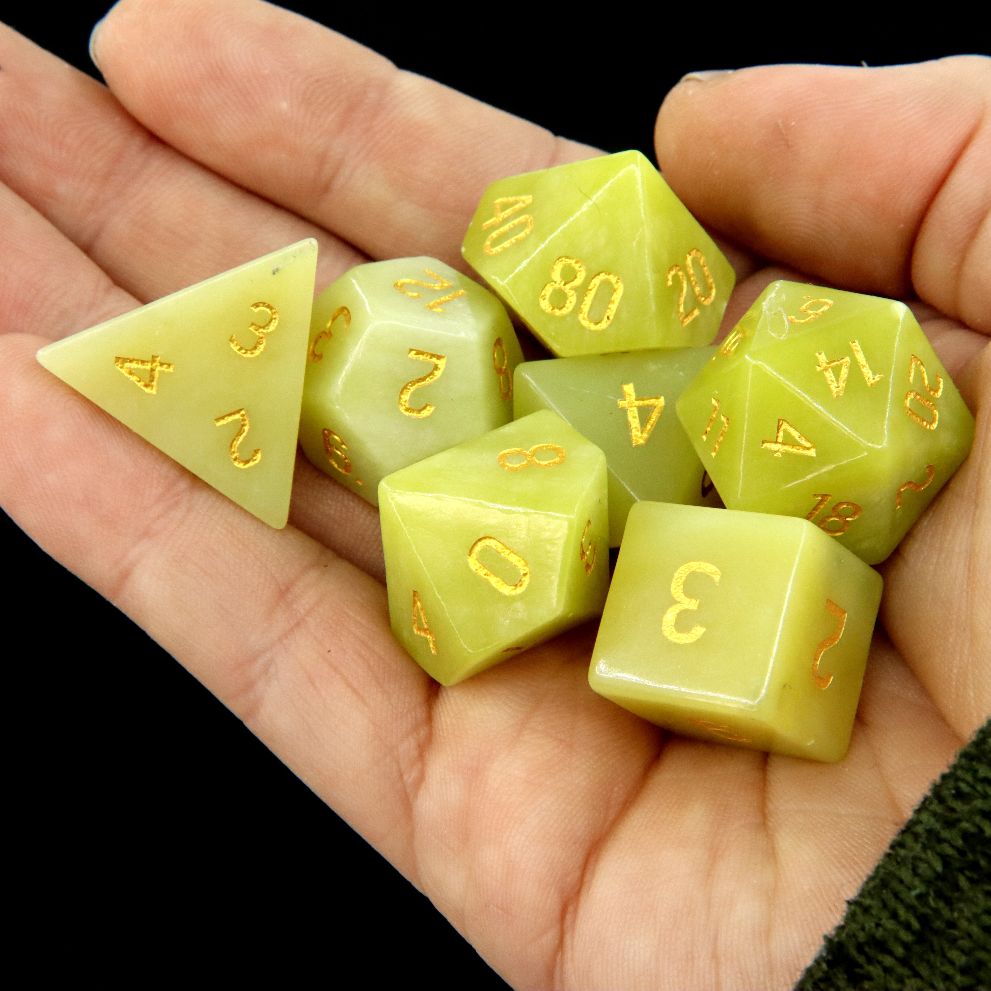 Yellow Jade 7-Piece Gemstone Dice Set