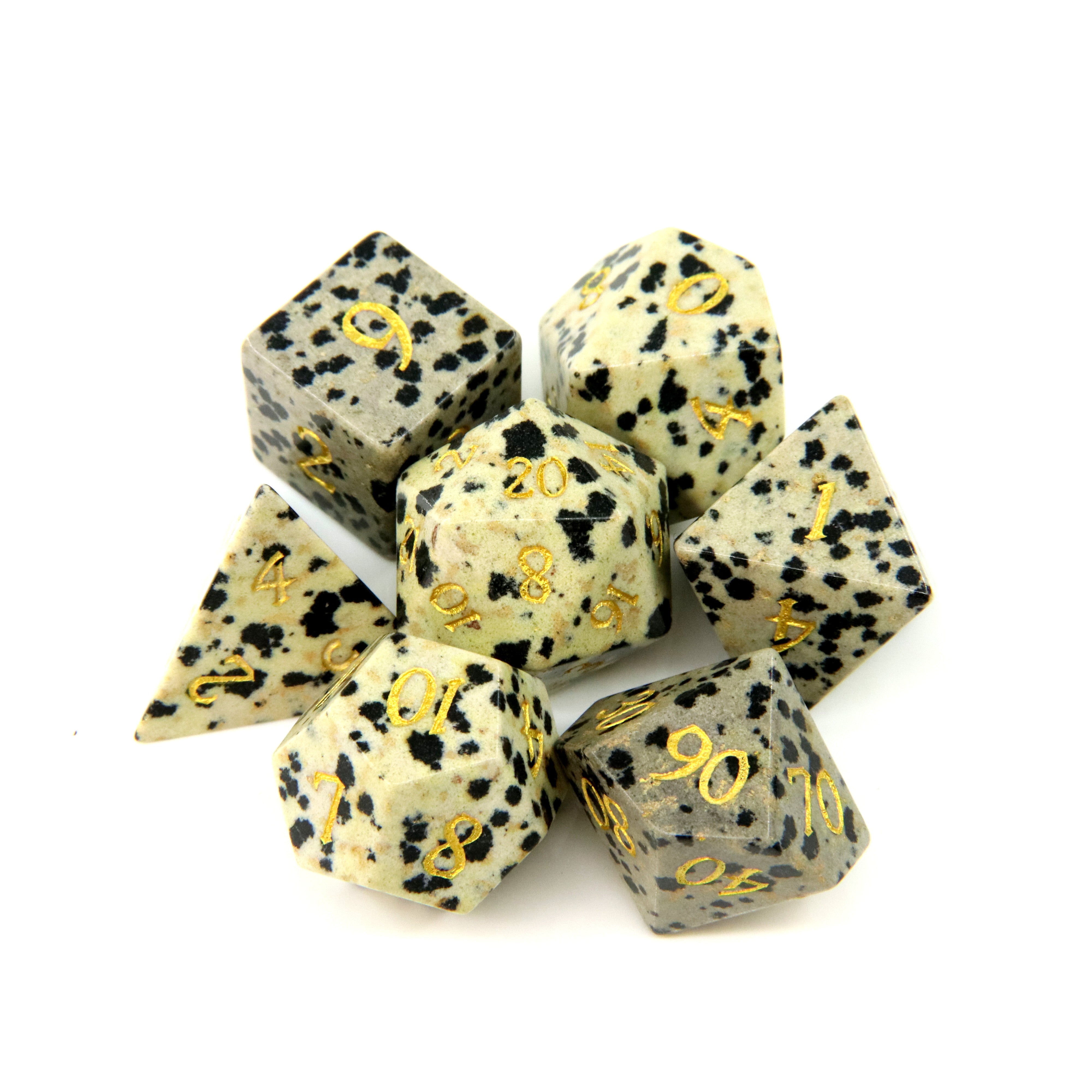 Dalmatian Jasper 7-Piece Gemstone Dice Set
