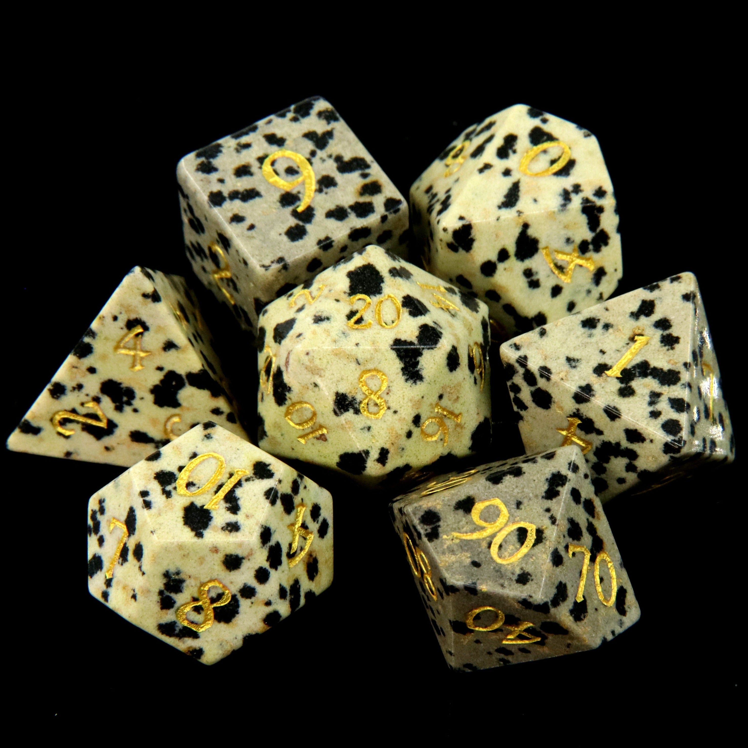Dalmatian Jasper 7-Piece Gemstone Dice Set