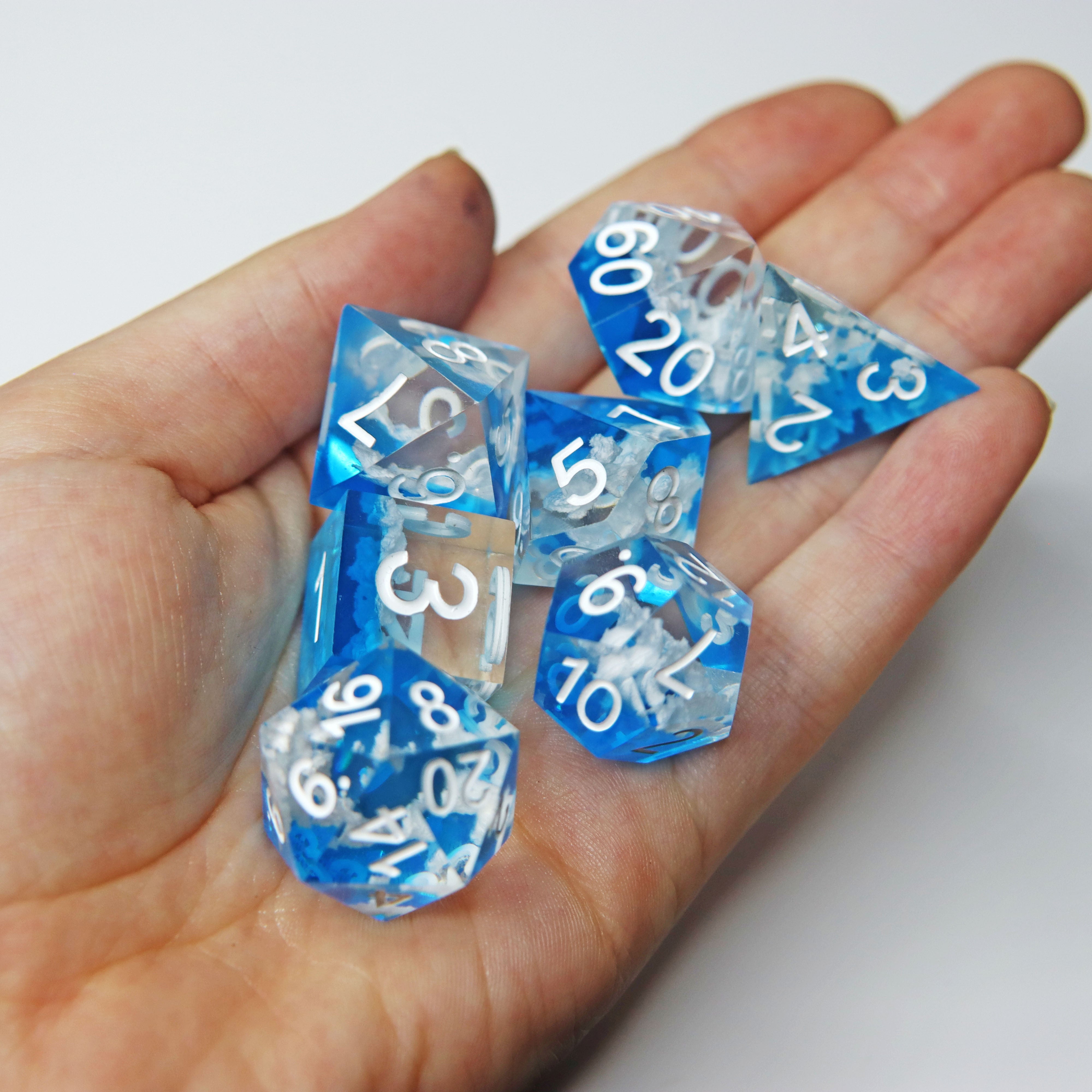 Suspended Clouds Sharp Edge Resin RPG Dice Set