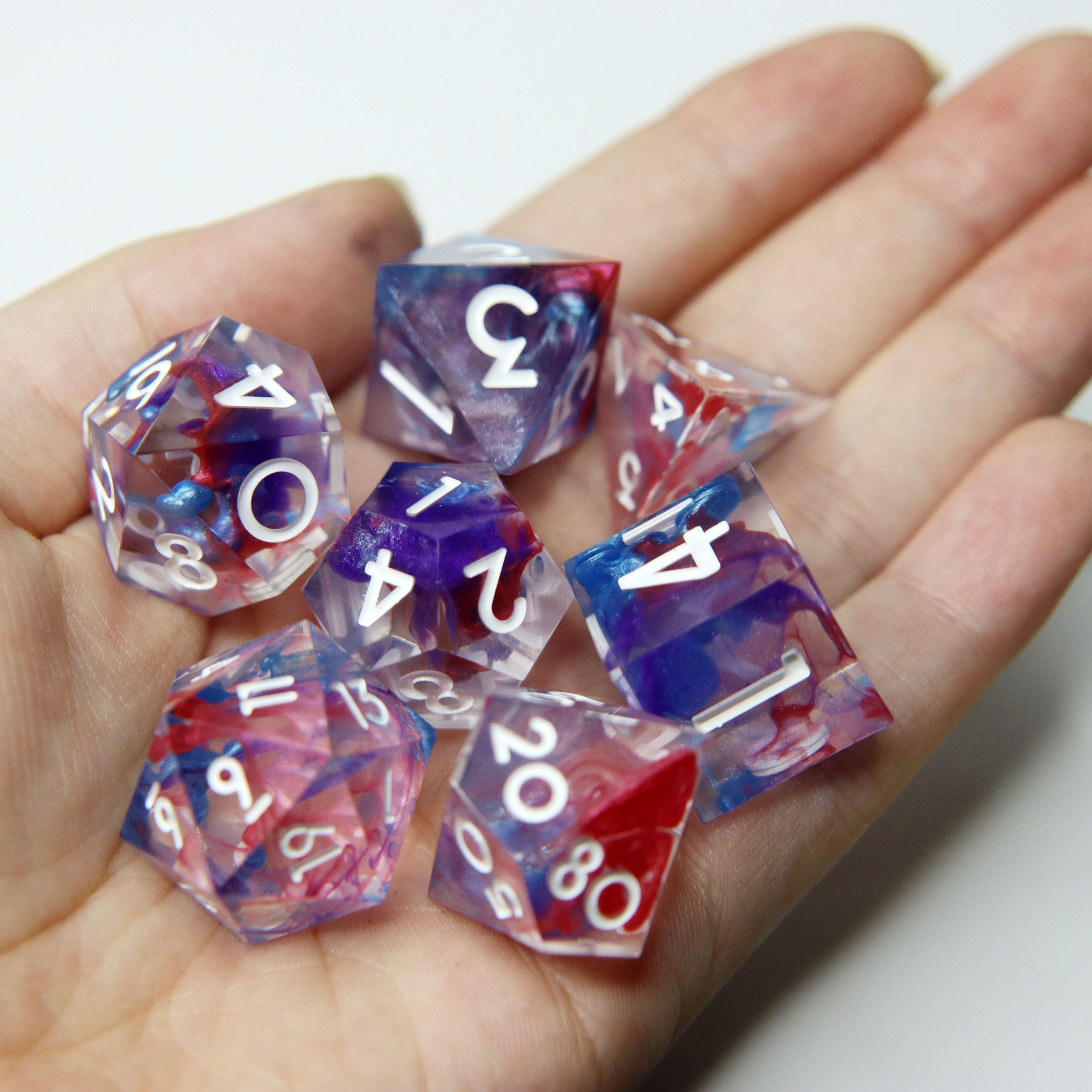 Spell Ink 7-Piece Sharp Edge Resin RPG Dice Set