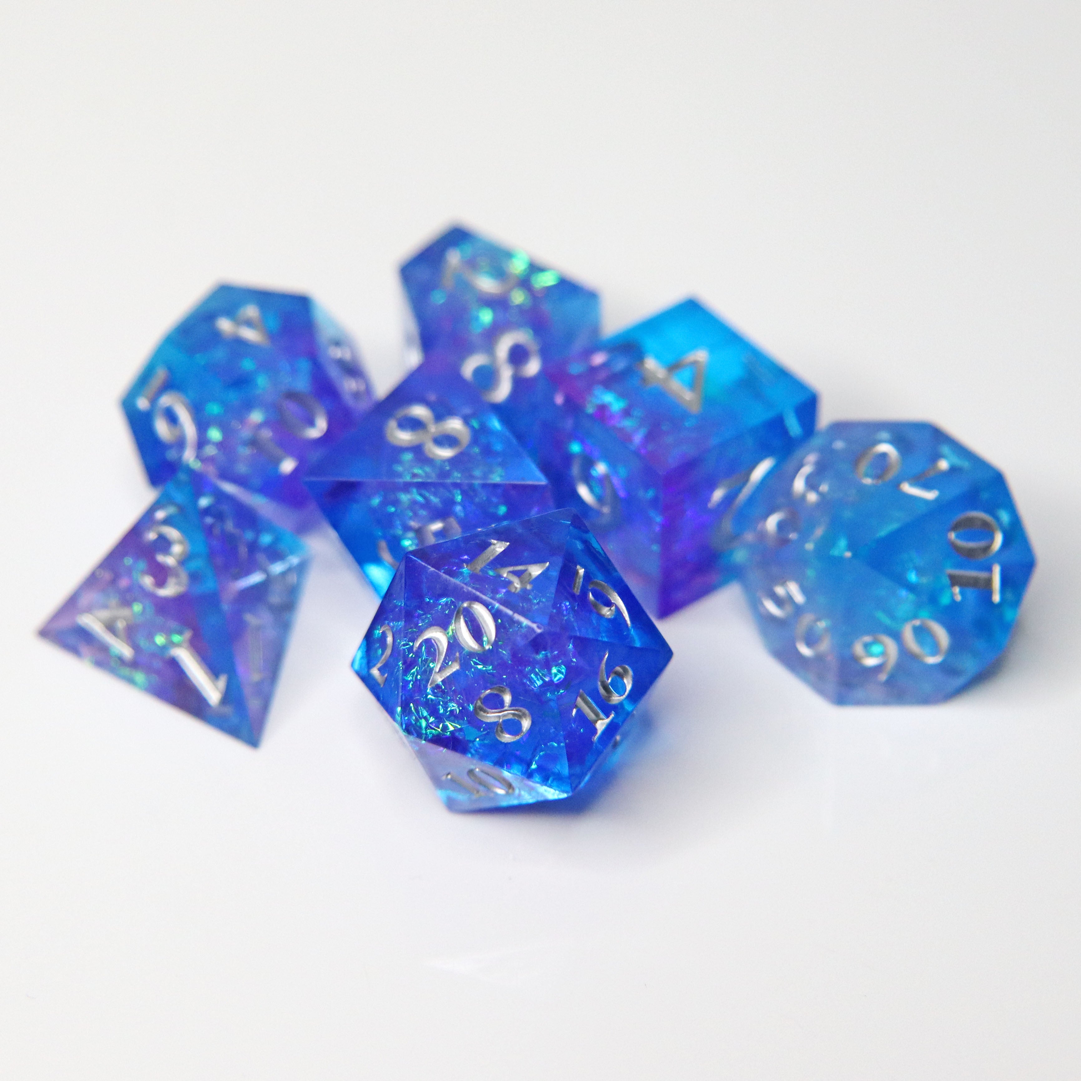 Frost Breath Sharp Edge Resin RPG Dice Set