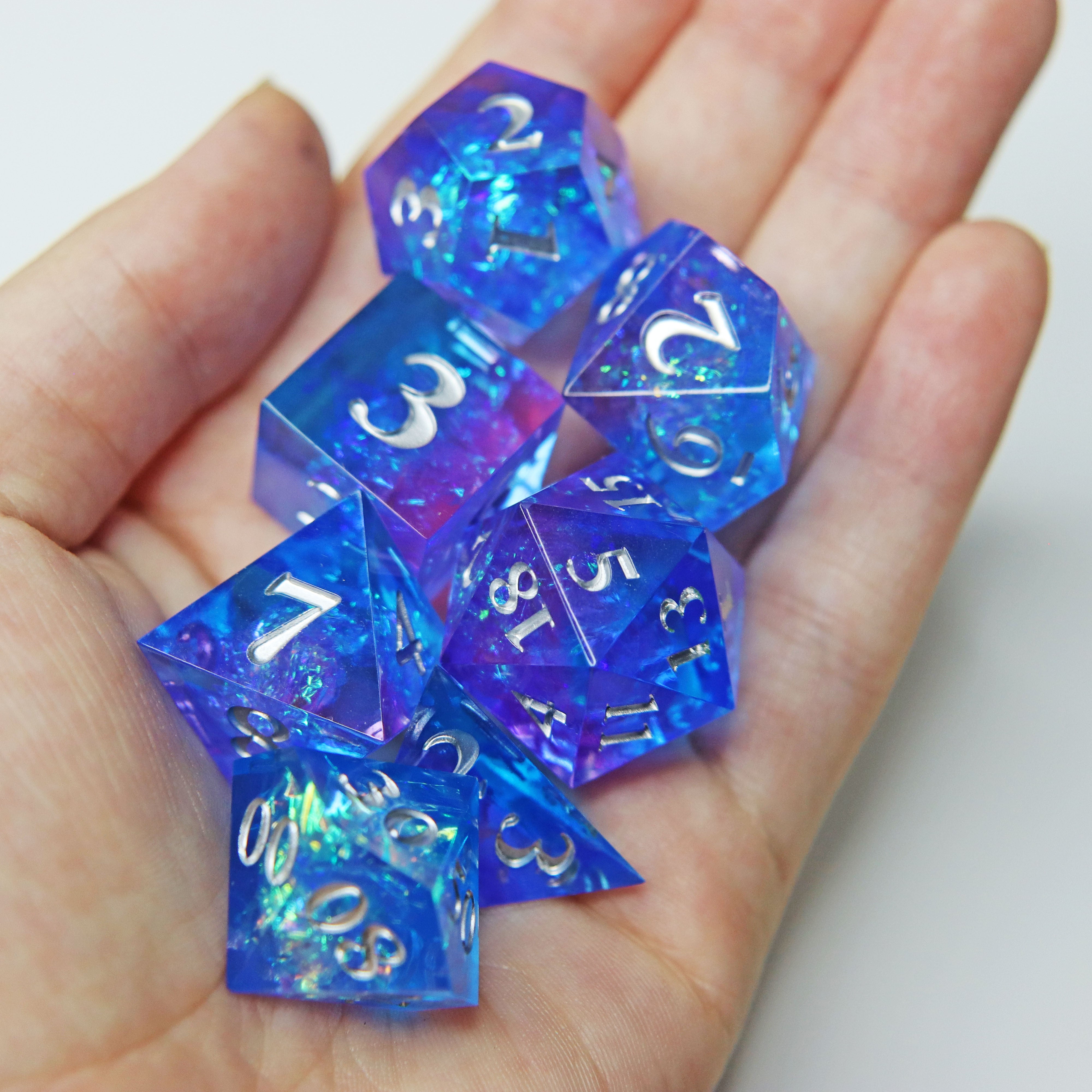 Frost Breath Sharp Edge Resin RPG Dice Set