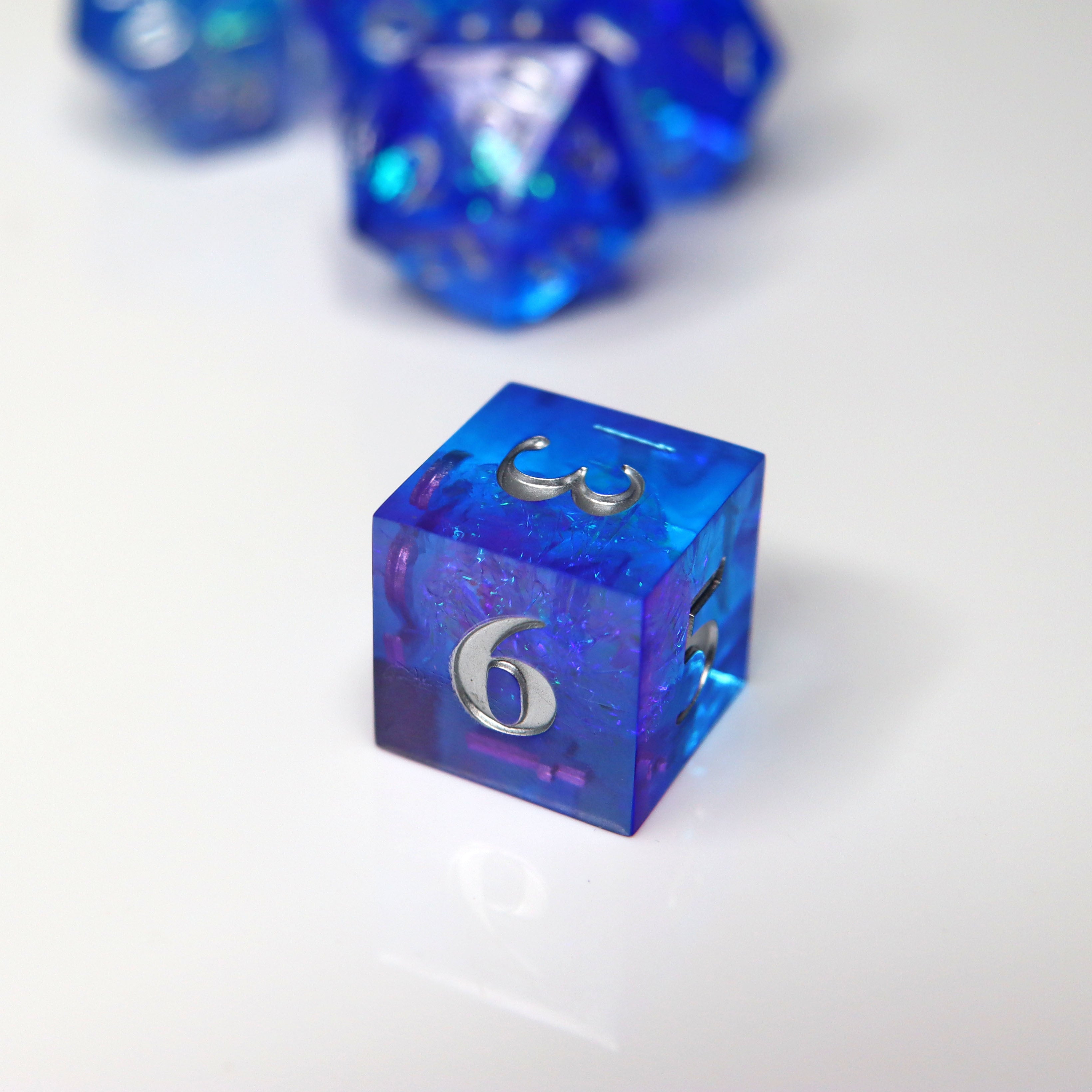 Frost Breath Sharp Edge Resin RPG Dice Set