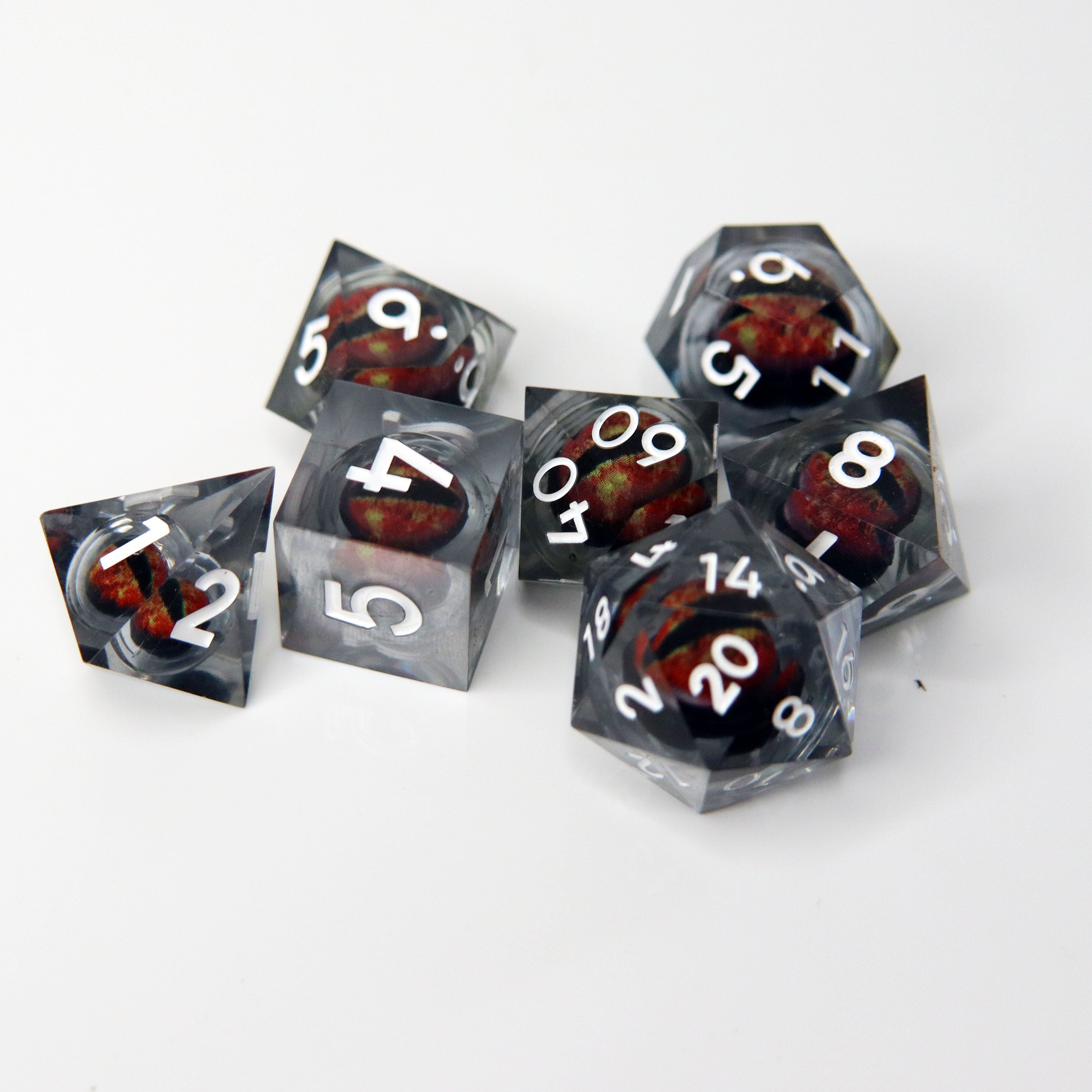 Eye of the Rust Dragon  7-Piece Liquid Core RPG Dice Set