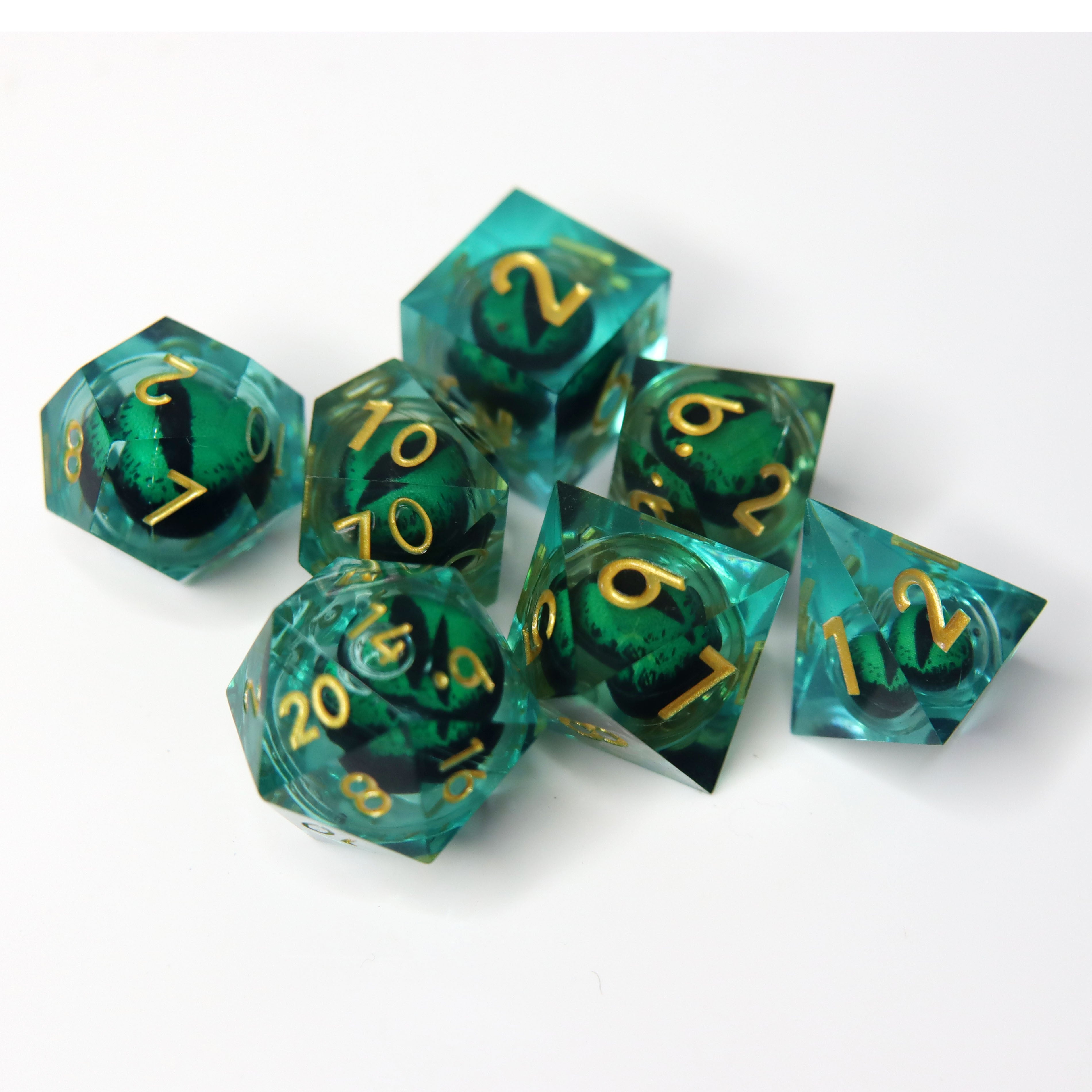 Eye of the Arboreal Dragon  7-Piece Liquid Core RPG Dice Set