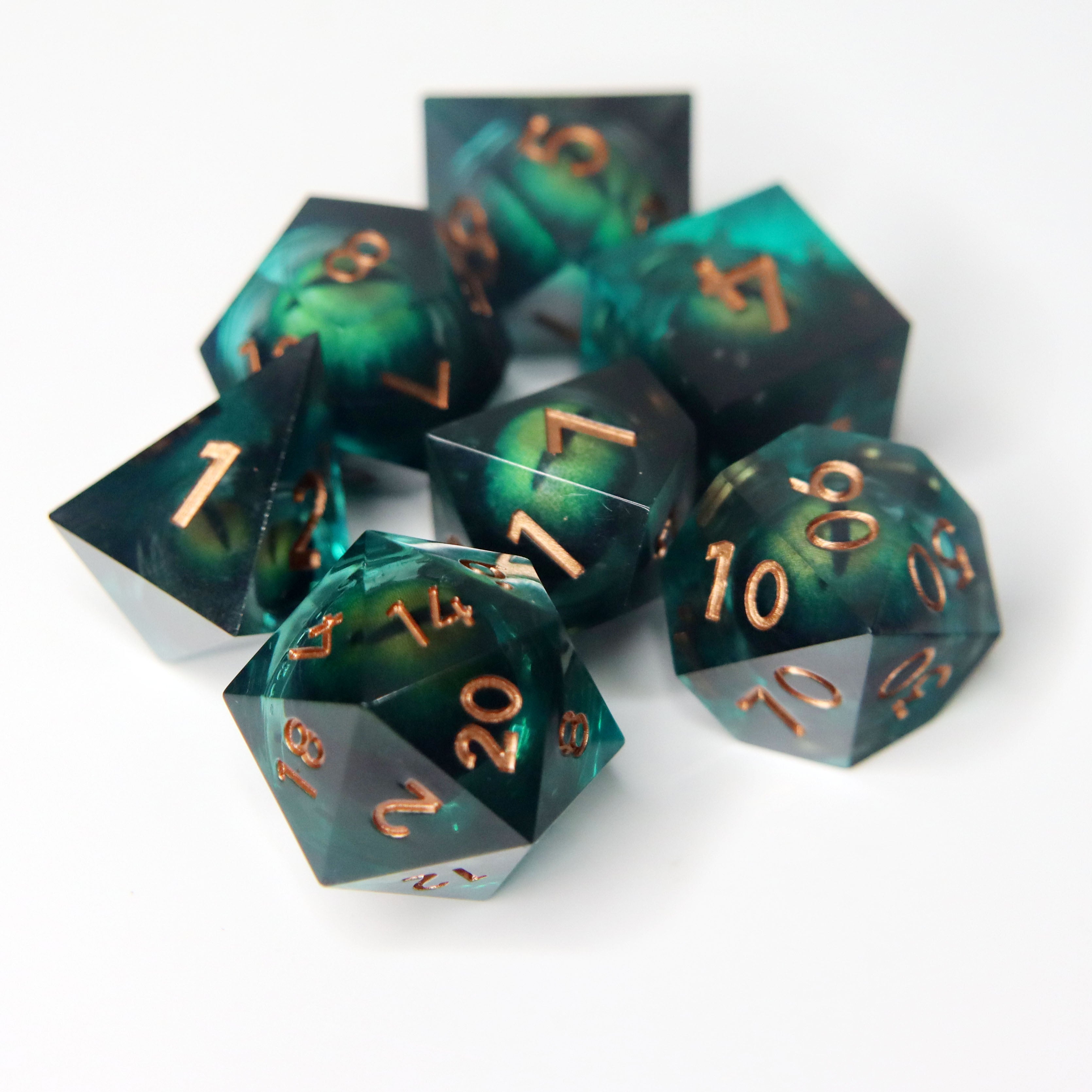 Eye of the Mirage Dragon 7-Piece Liquid Core RPG Dice Set