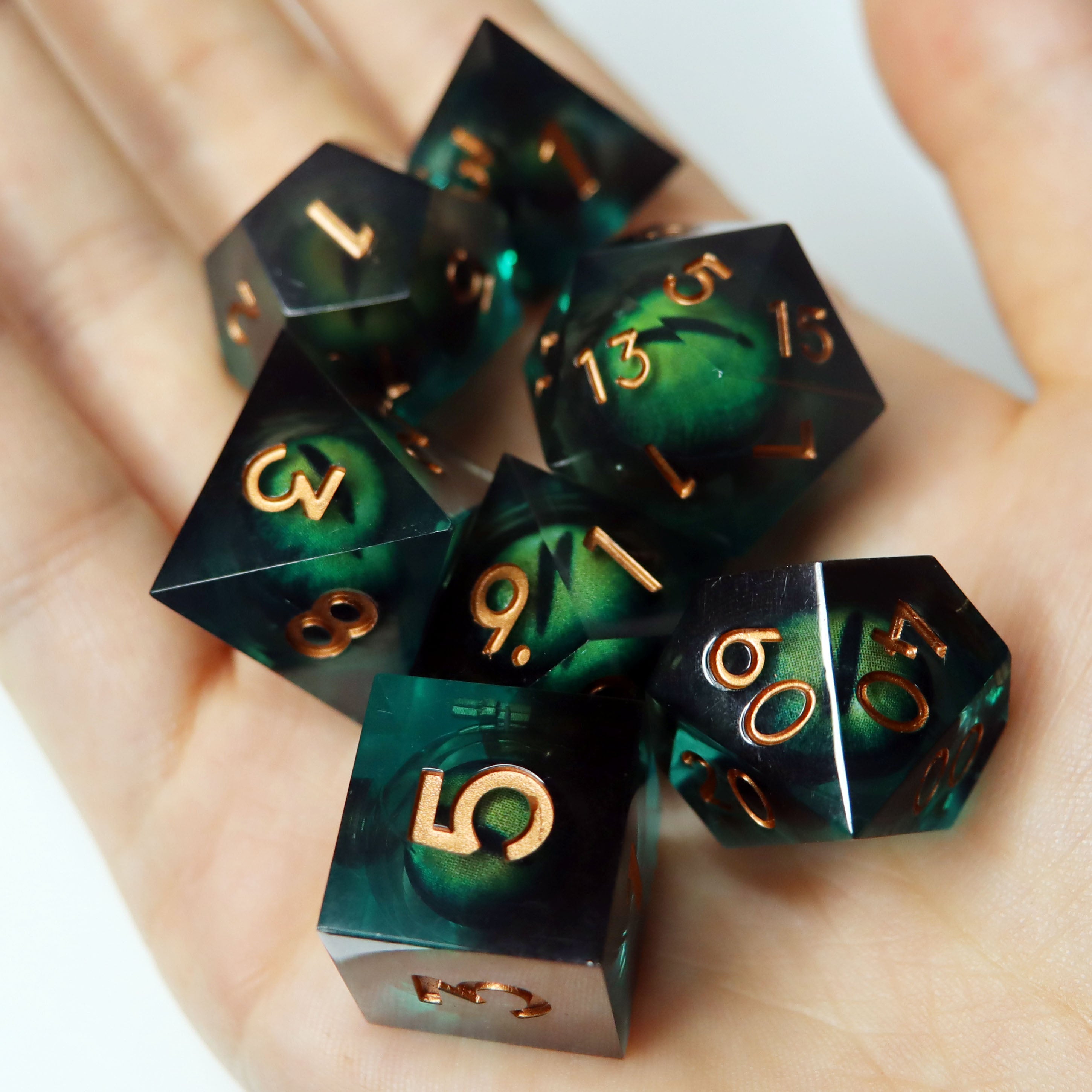 Eye of the Mirage Dragon 7-Piece Liquid Core RPG Dice Set