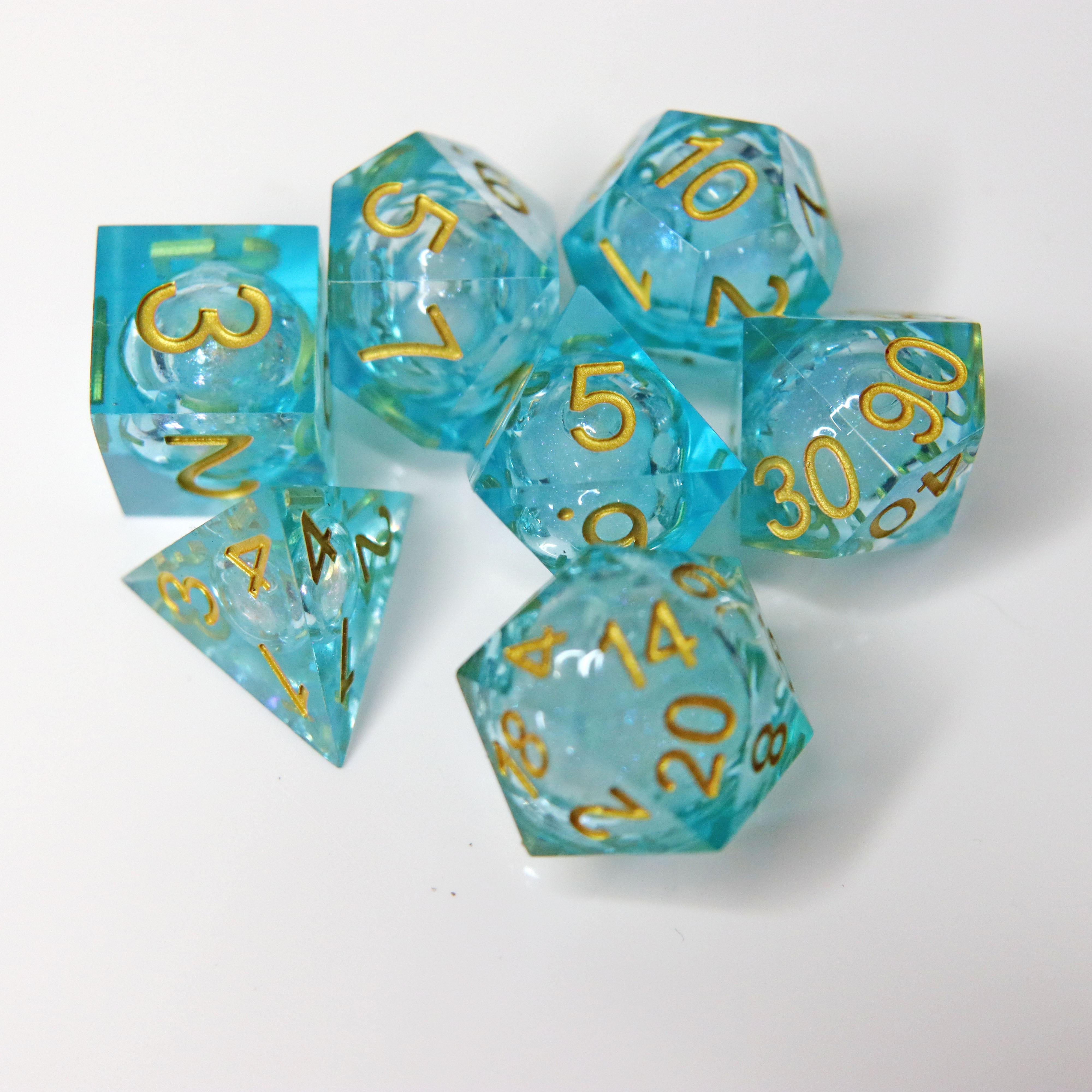 Fresh Water 7-Piece Liquid Core Dice Set