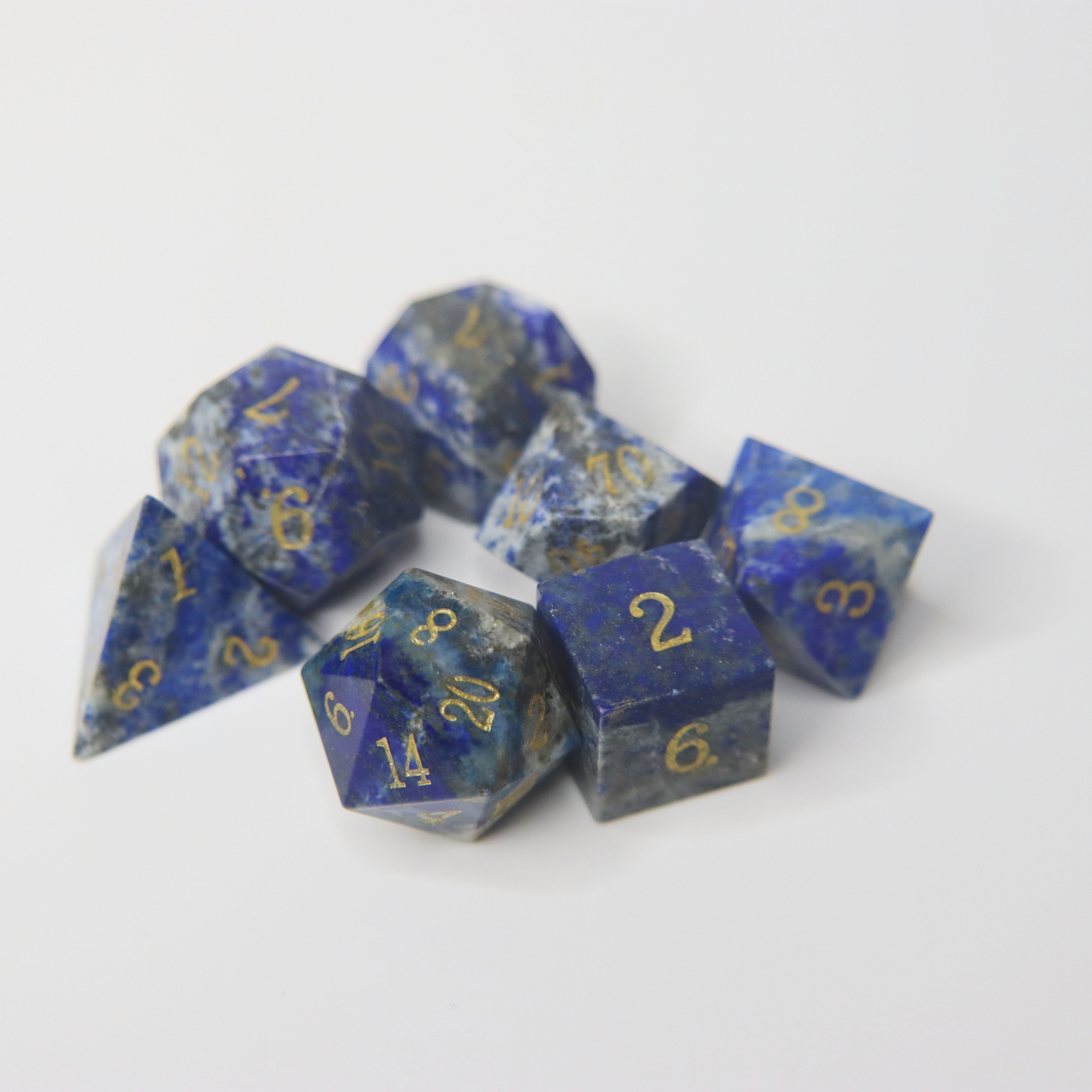 Lapis Lazuli 7-Piece Gemstone Dice Set