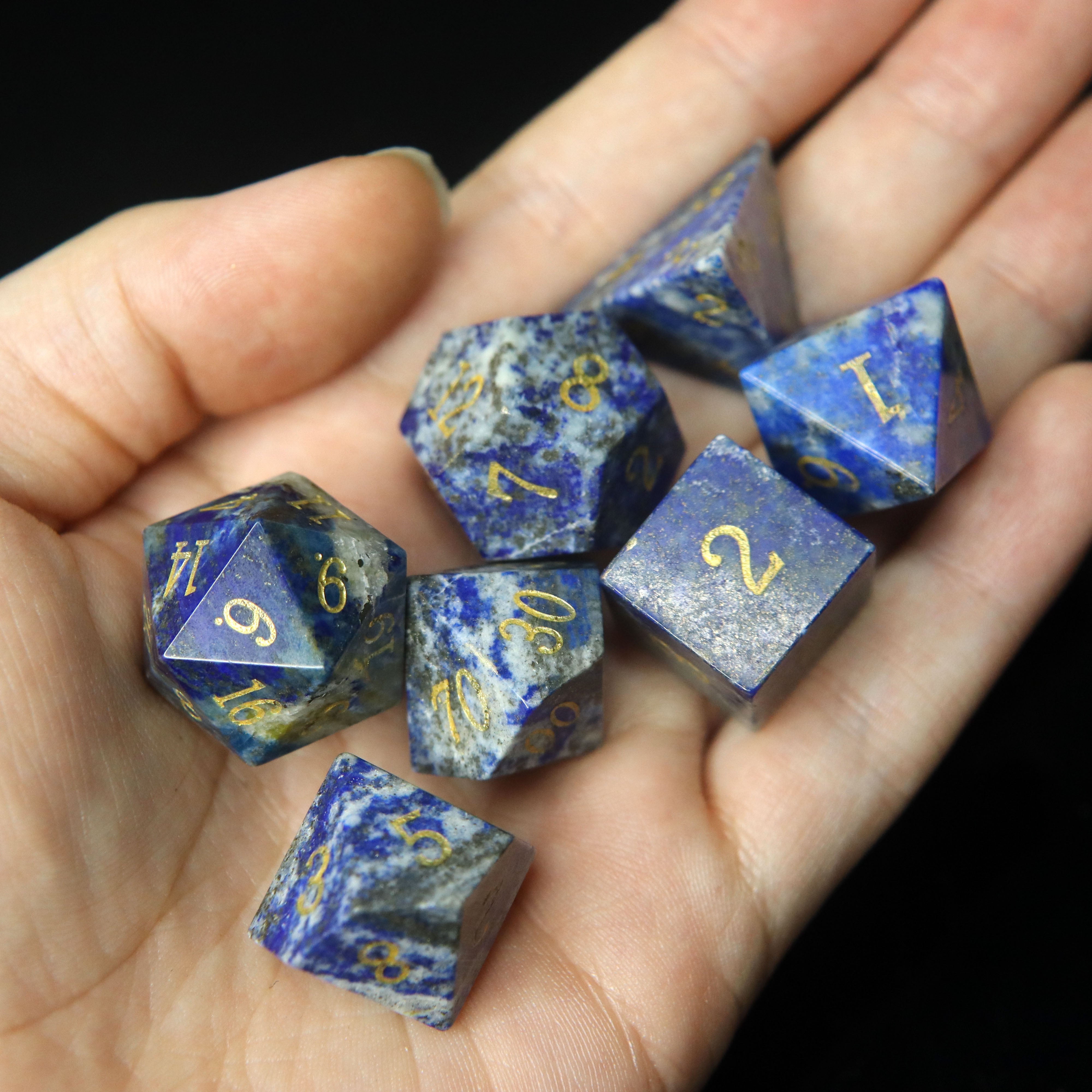 Lapis Lazuli 7-Piece Gemstone Dice Set