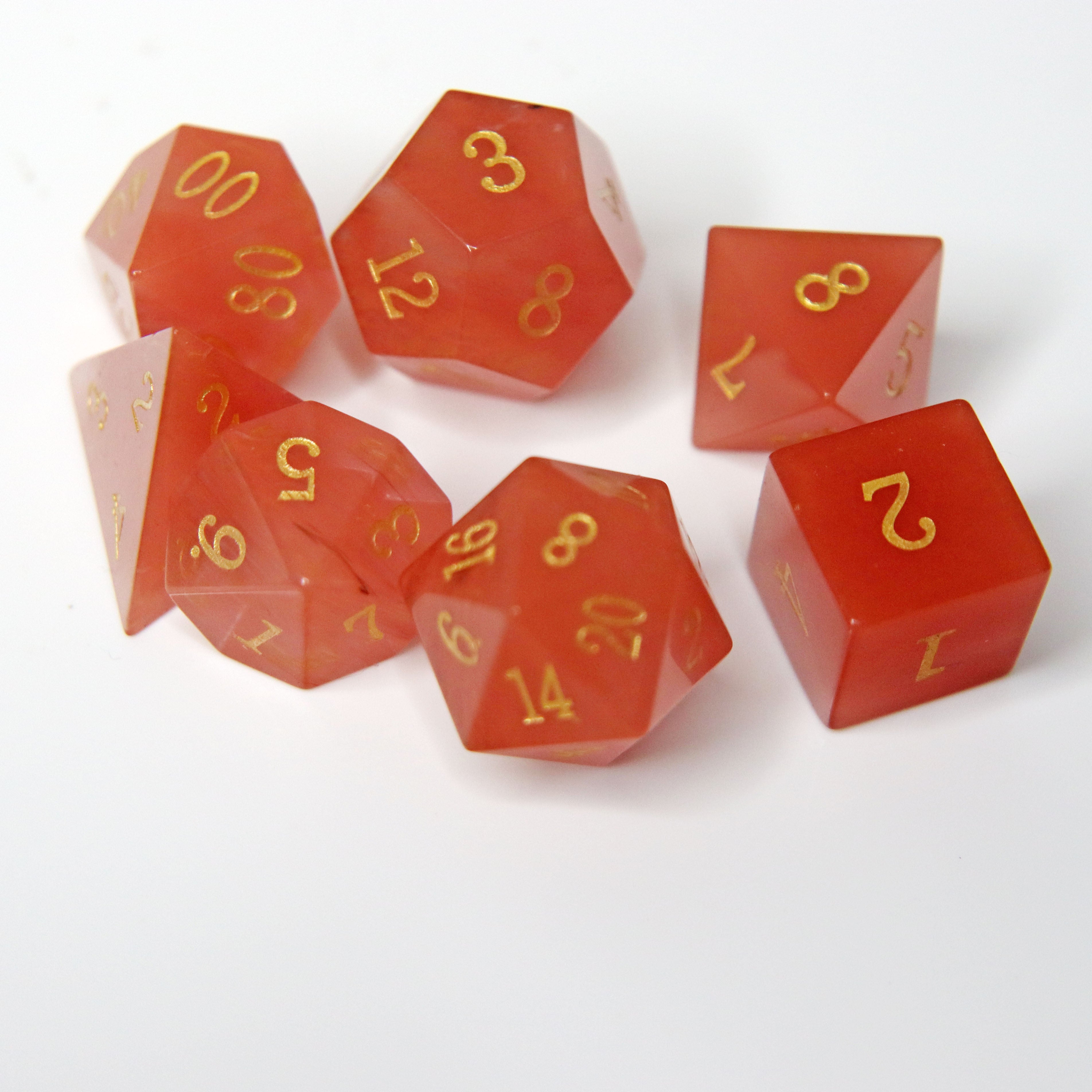 Watermelon Quartz 7-Piece Gemstone Dice Set