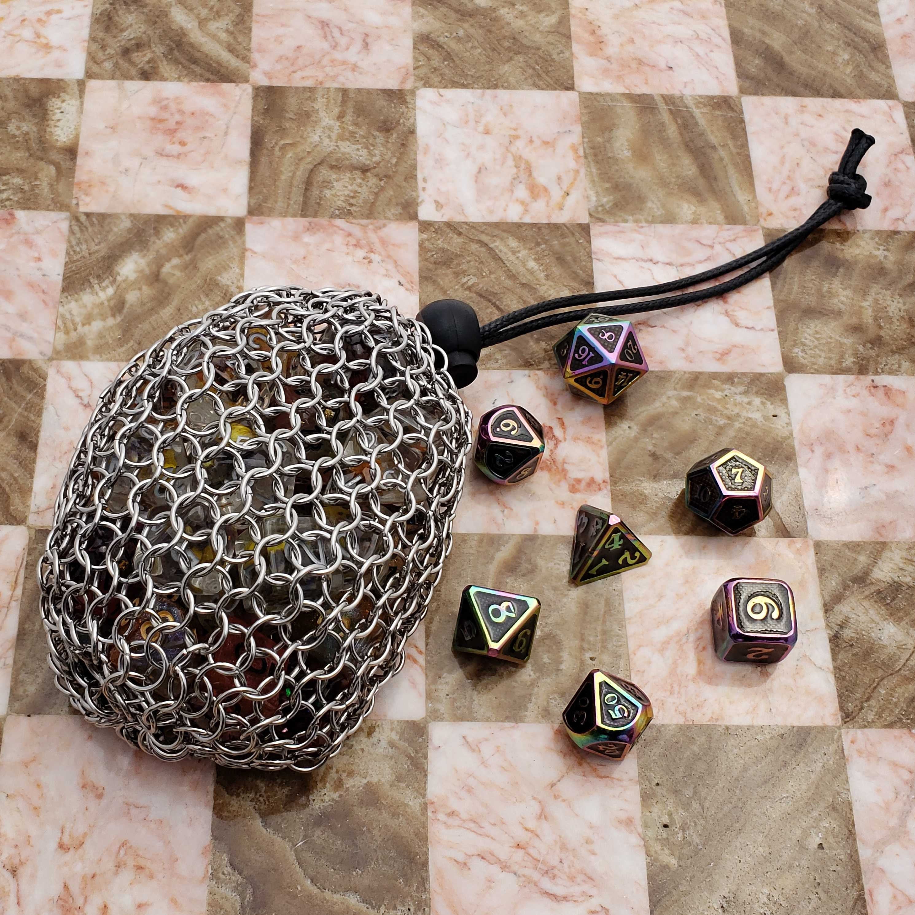 Steel Chainmail Dice Bag / Belt Pouch for RPGs, LARP, Tabletop, Cosplay, Dungeons and Dragons, Pathfinder, 5E, and more