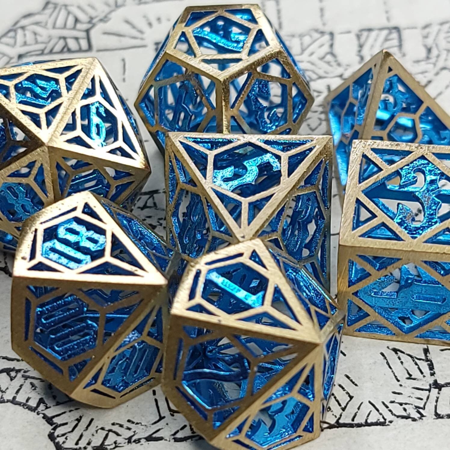 Space Wizard Hollow Metal Dice Set| RPG Dice | Polyhedral Dice Set | Dungeons & Dragons | DnD Dice Set | Metal Dice Set