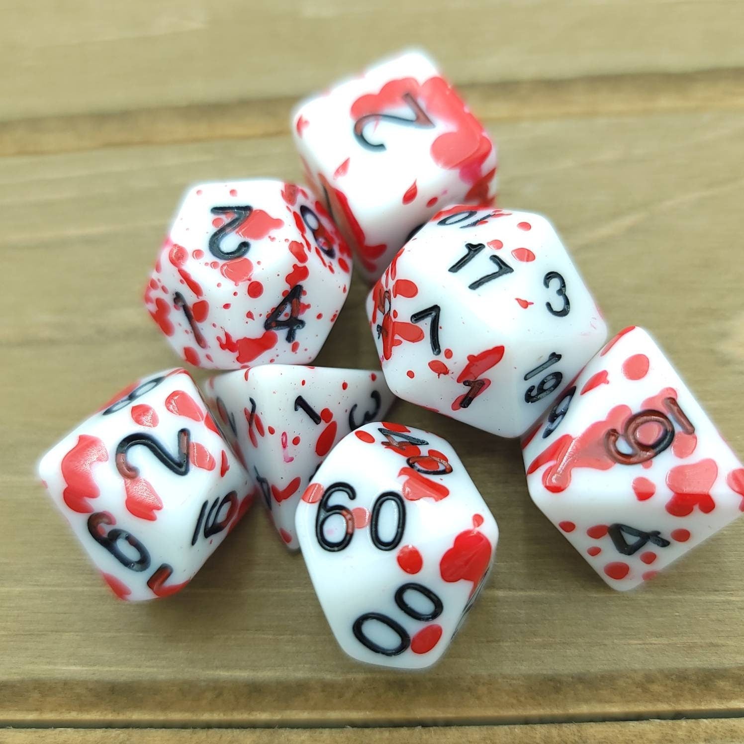 Blood Spatter | RPG Dice Set| RPG Dice | Polyhedral Dice Set | Dungeons and Dragons | DnD Dice Set | Gaming Dice Set