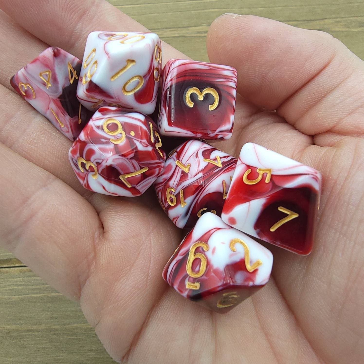 Cherry Swirl | RPG Dice Set| RPG Dice | Polyhedral Dice Set | Dungeons and Dragons | DnD Dice Set | Gaming Dice Set