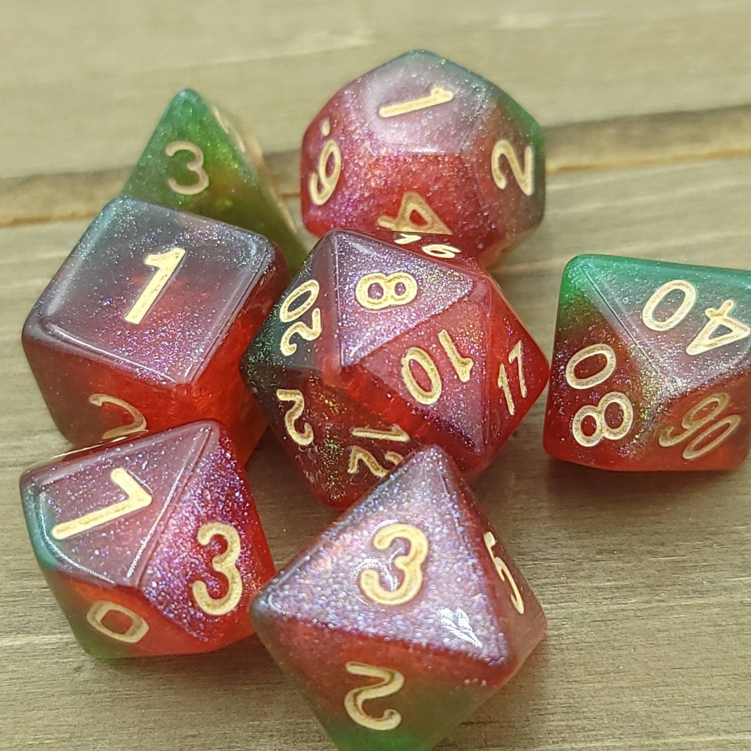 Strawberry Sparkle | RPG Dice Set| RPG Dice | Polyhedral Dice Set | Dungeons and Dragons | DnD Dice Set | Gaming Dice Set